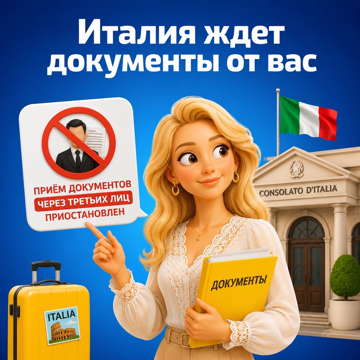 Италия ждет документы от вас
